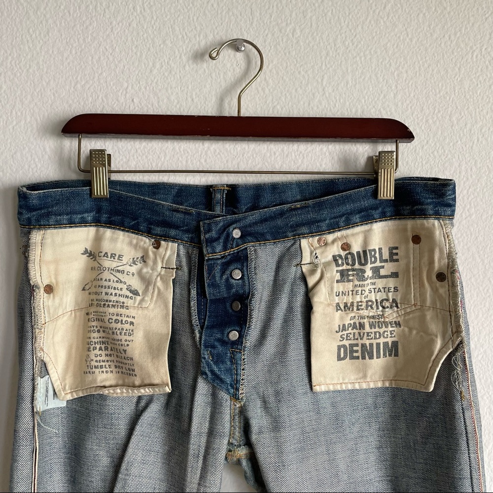 RRL Ralph Lauren Japan Woven/USA Made Selvedge Denim Low-Rise Bootcut Jeans